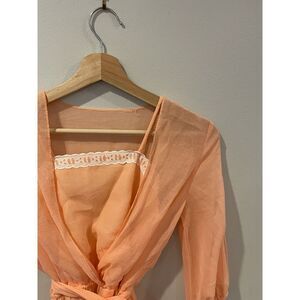 Vintage Peggy Barker Sundress Dress Peach Sleeves 60s 70s Juniors‎ Medium